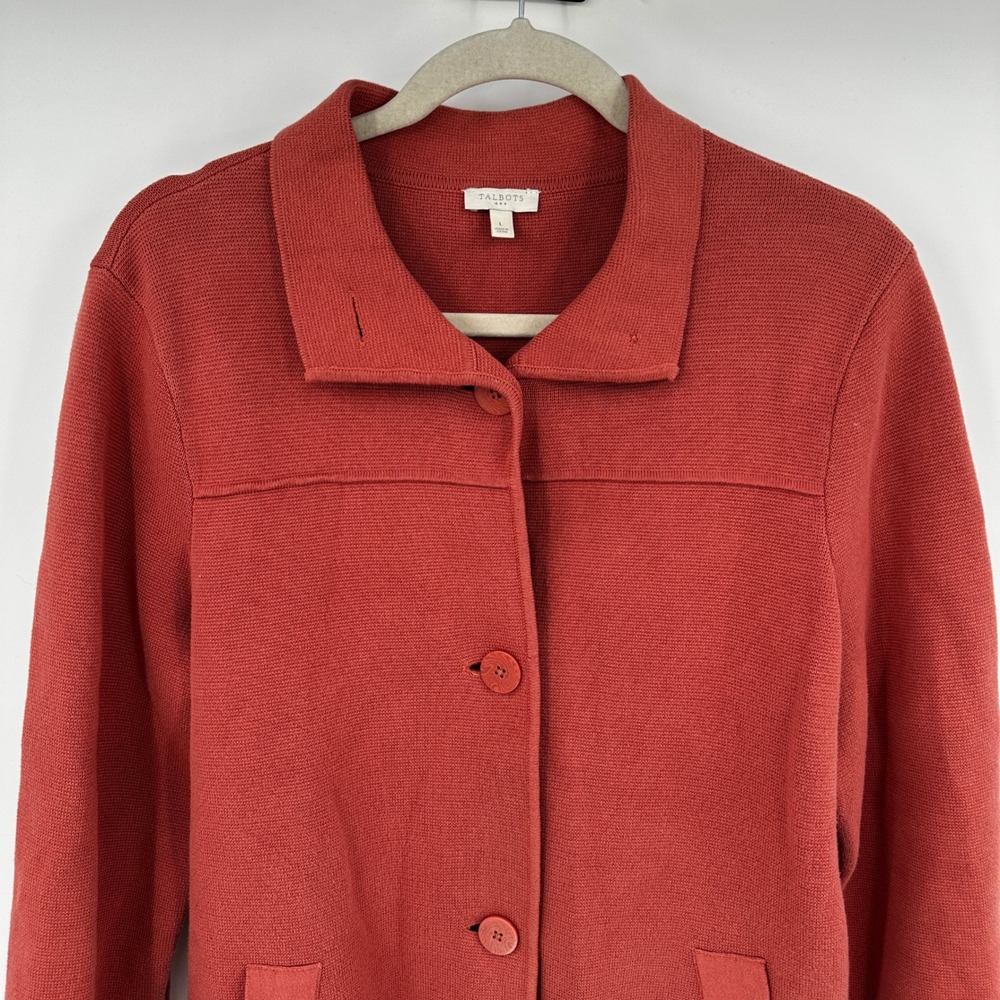 Talbots Large Rust Orange Cotton Button Front Car… - image 2